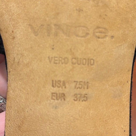 Vince Rachelle 2 Suede Block Heel Slide Sandals Black Size 7.5 - Picture 8 of 10